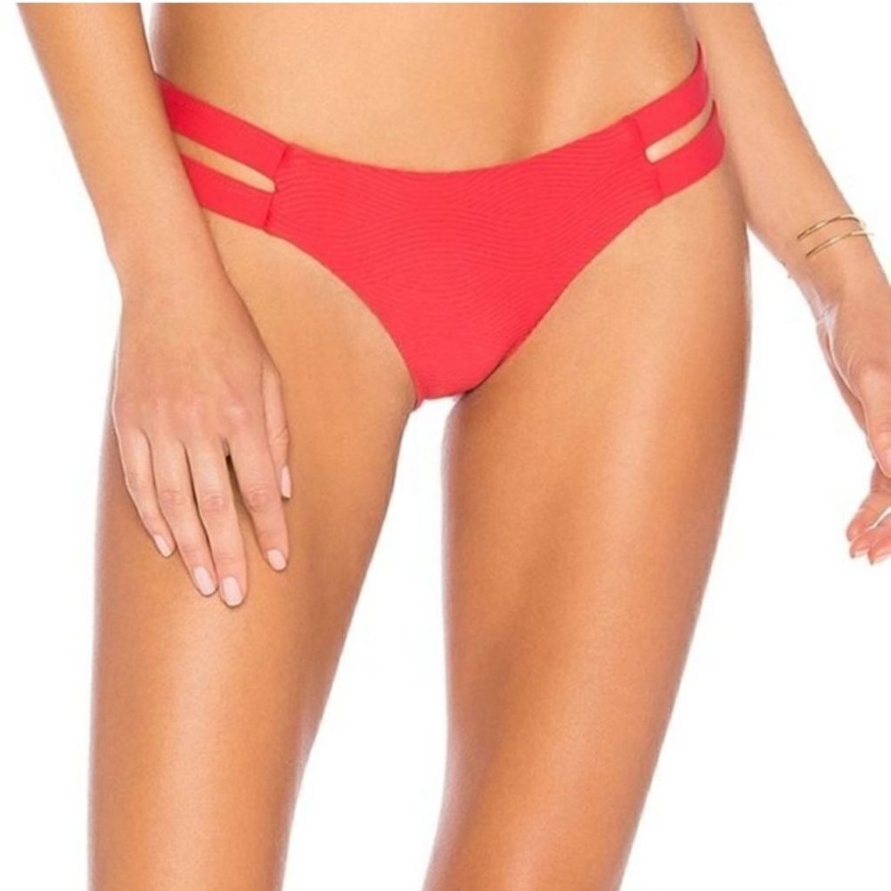 NWT Tavik Chloe Mini Cutout Swim Bottom Textured Amalfi in Hibiscus - L